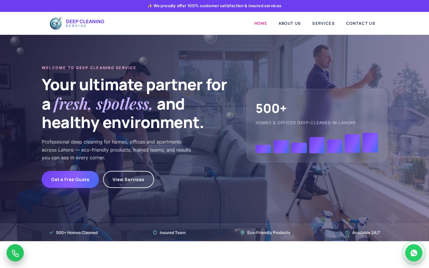 Deep Cleaning Service website for Home & office cleaning