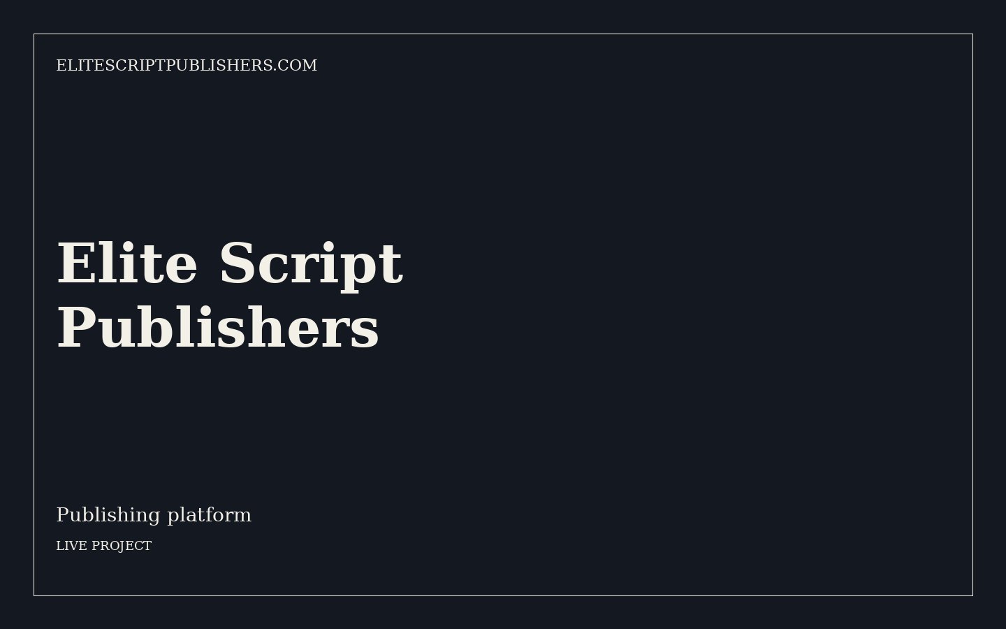 Elite Script Publishers website for Publishing platform