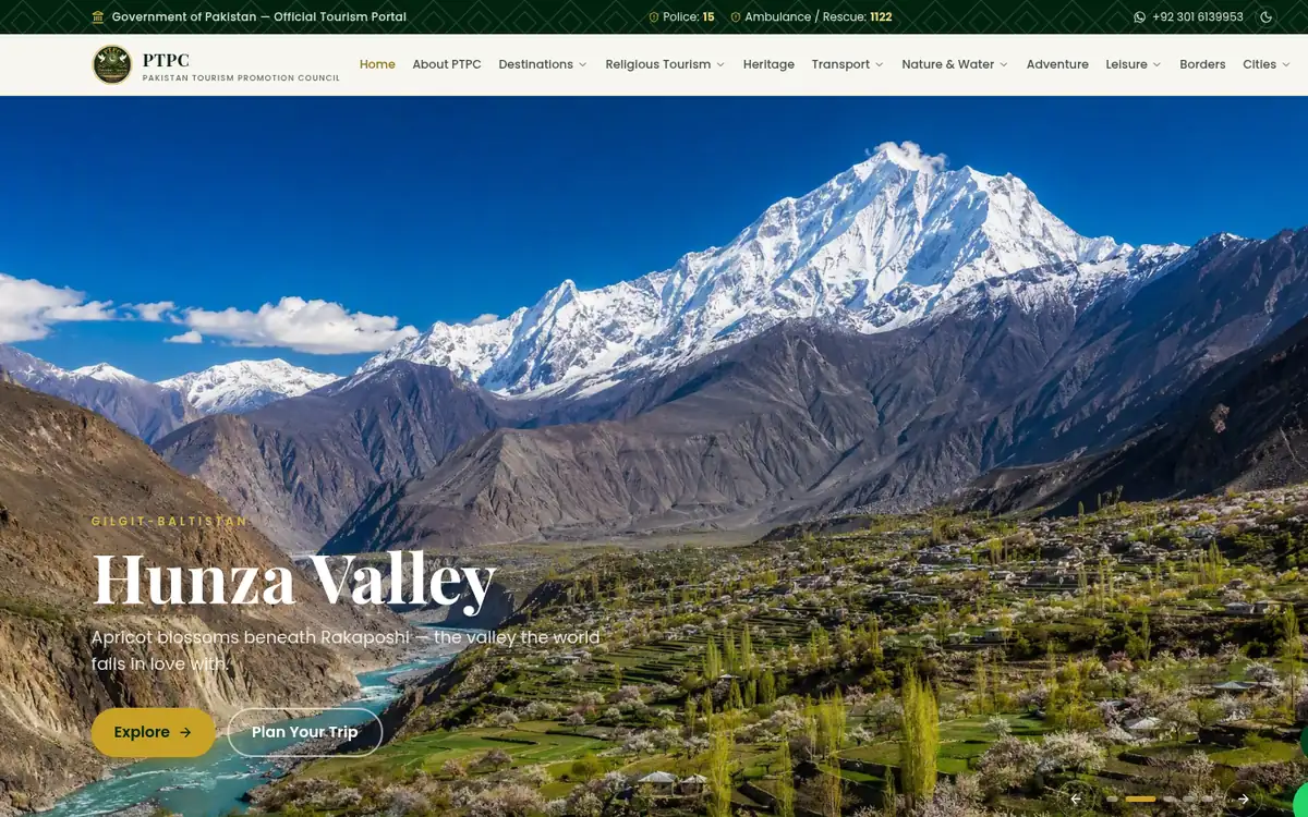 PTPC — Pakistan Tourism Promotion Council — live site screenshot