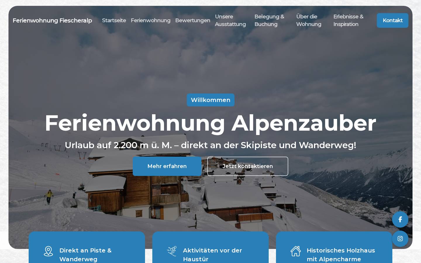Ferienwohnung Fiescheralp website for Alpine holiday apartment, Switzerland