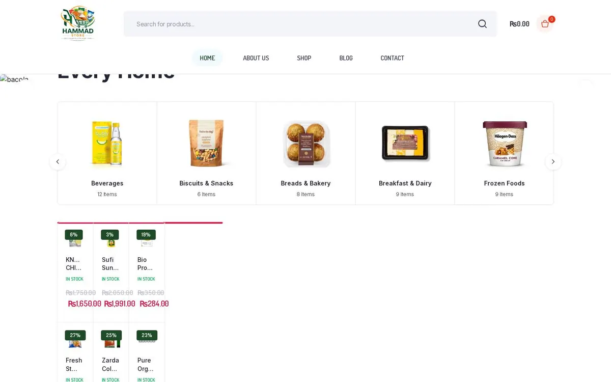 Hammad Trade Store website screenshot