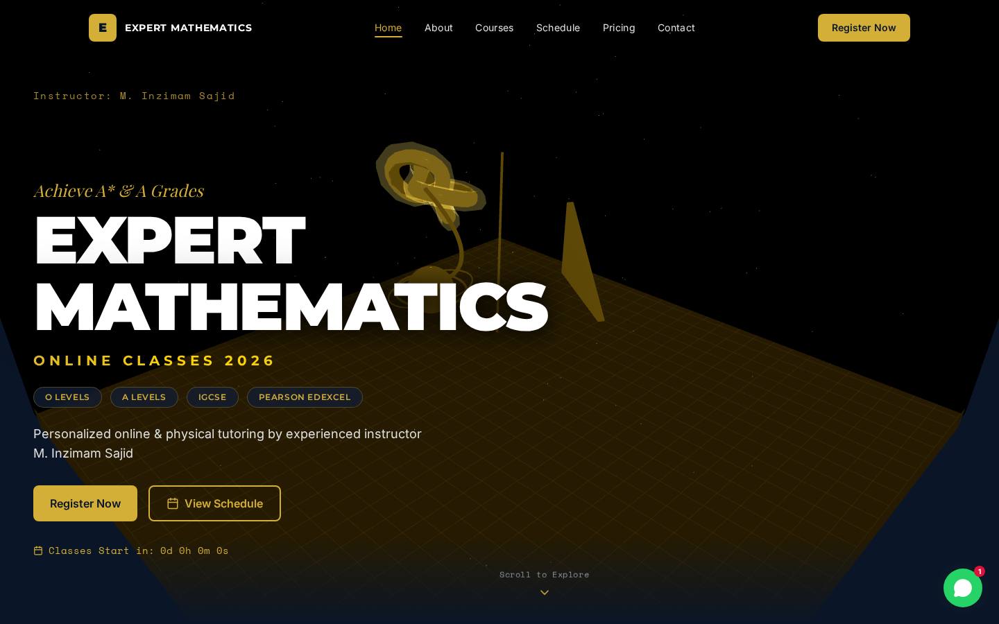 Inzimation Edu website for Mathematics tutoring platform