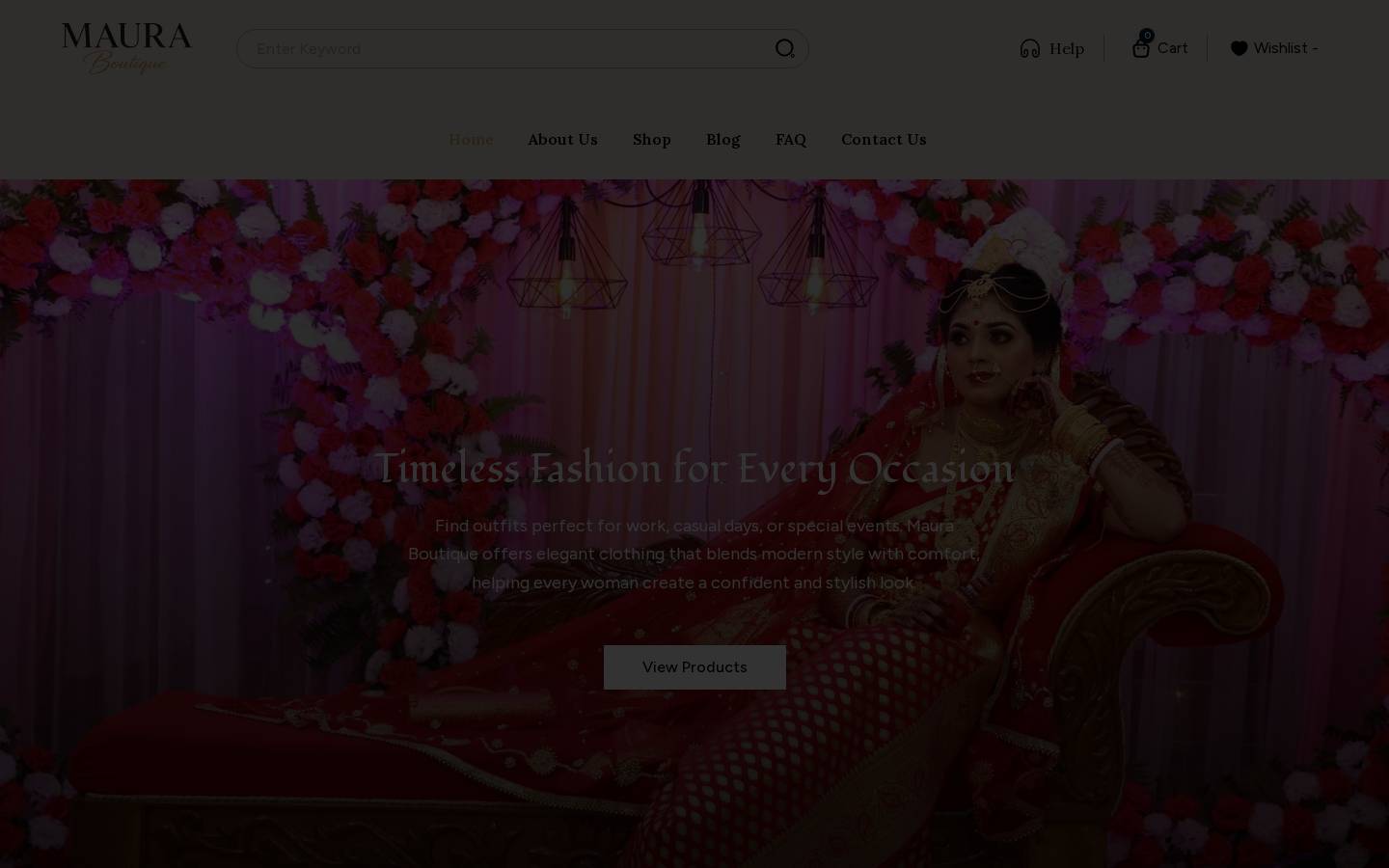 Maura Boutique website for Contemporary womenswear