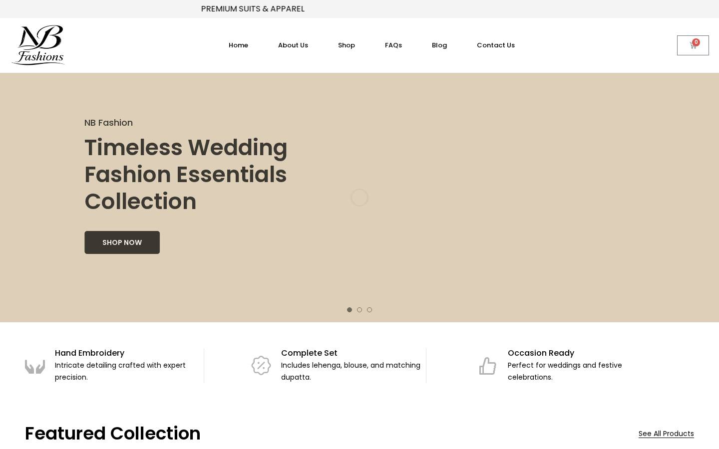 NB Fashion website for Wedding & occasion wear