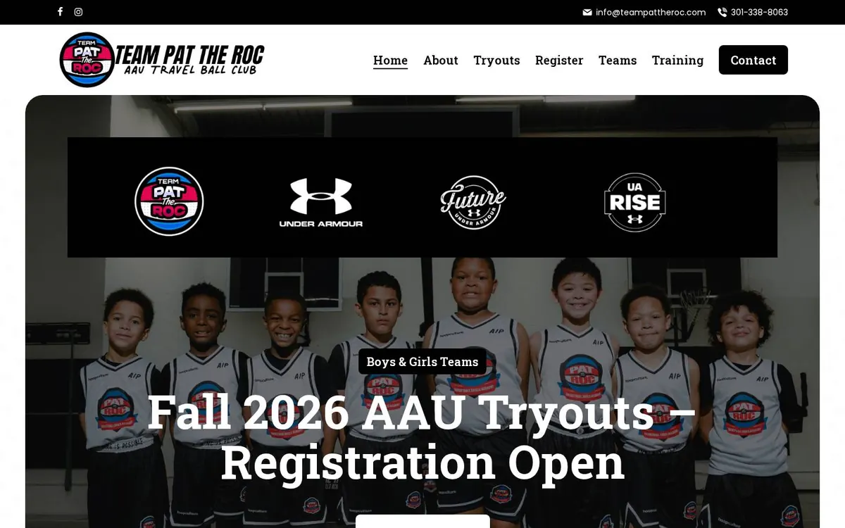 Team Pat The Roc website screenshot