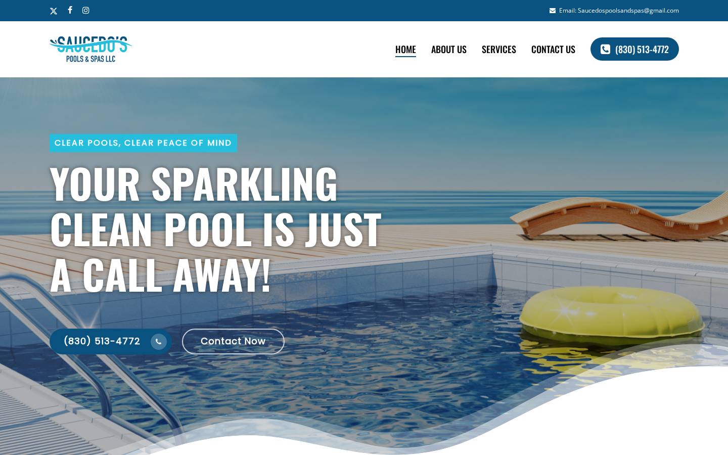 Saucedo Pools & Spas website for Pool and spa contractor, USA