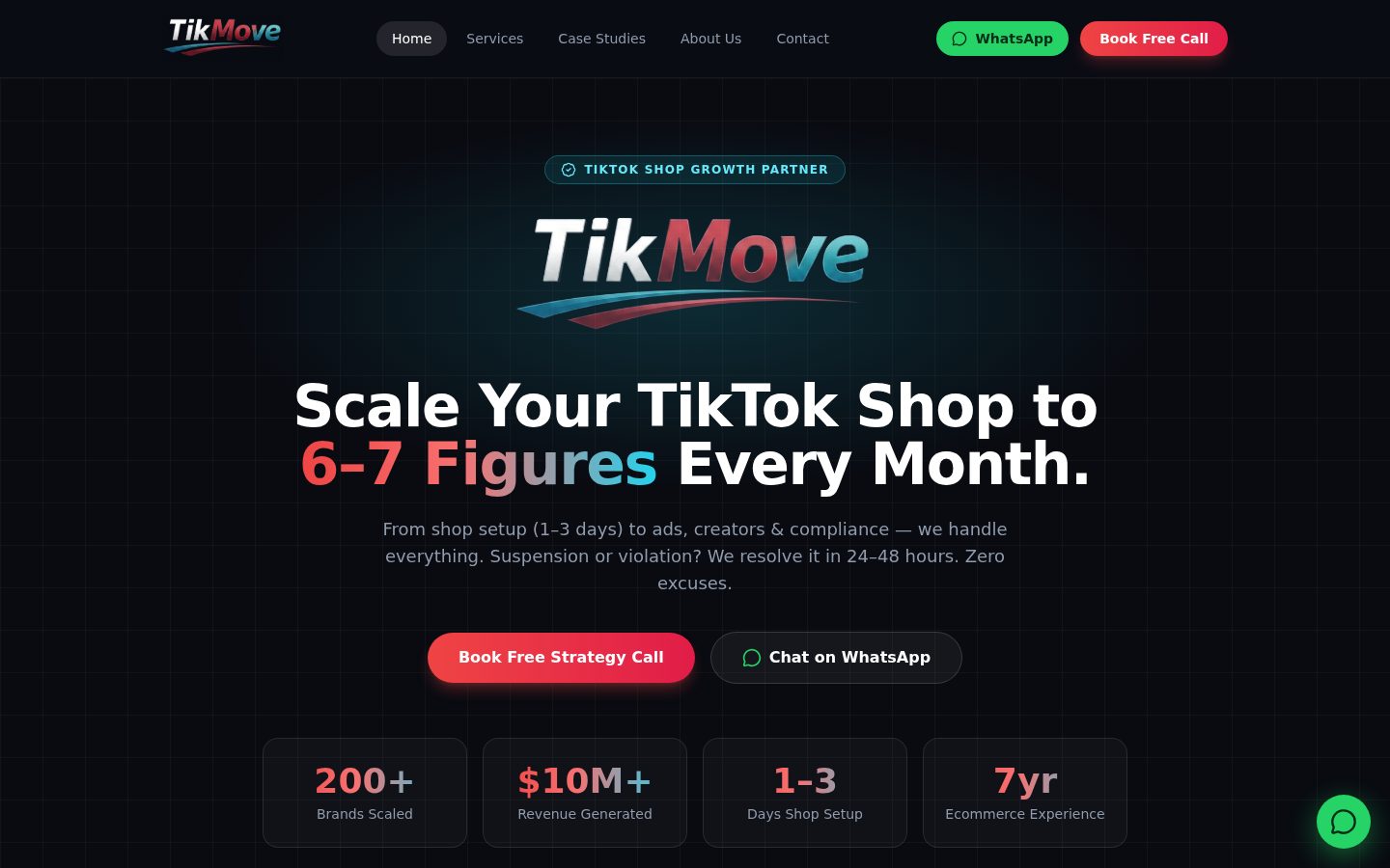 TikMove website for TikTok Shop growth partner