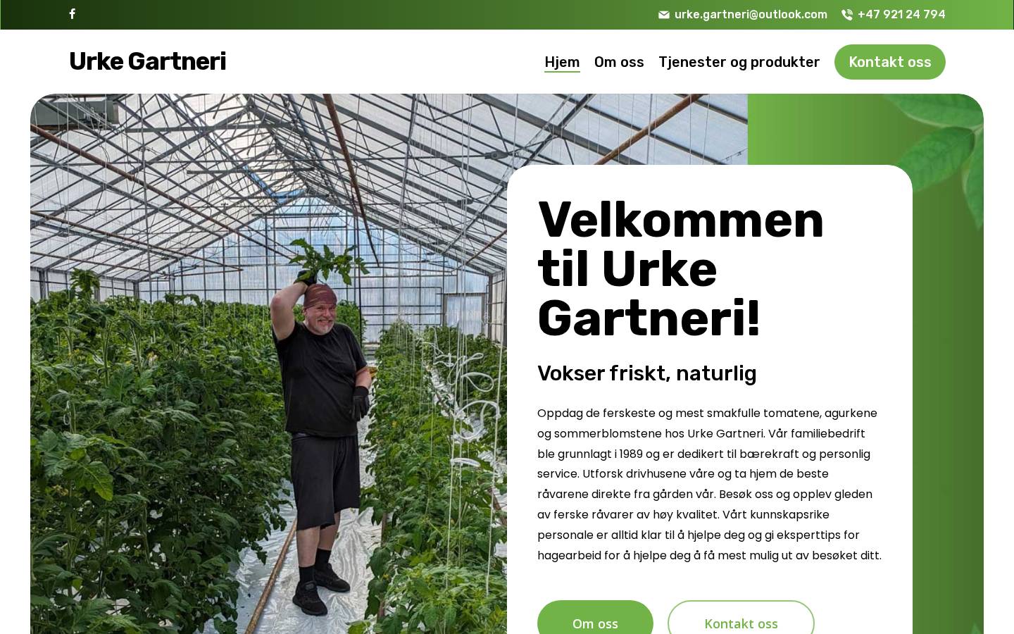 Urke Gartneri website for Horticulture, Norway